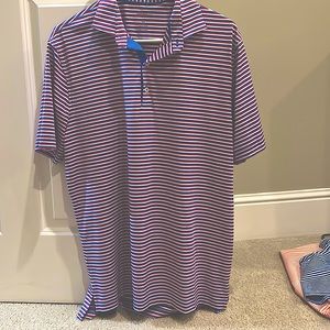 Men’s Jonnie-O red, white and blue striped polo. Size Medium. NWOT